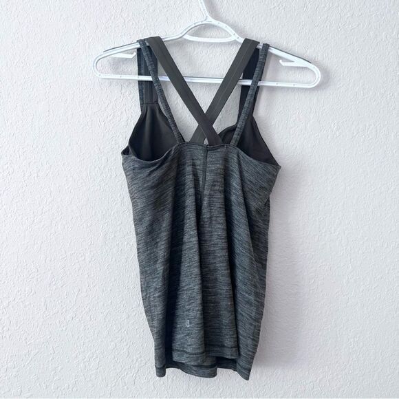 Lululemon Run For Gold Tank Heathered Green Camo Size 6 No Cups - Picture 4 of 8